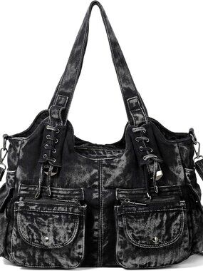 Casual Washed Denim Shoulder Bags Top Handle Lady's Hobo Bags Women Purses And H